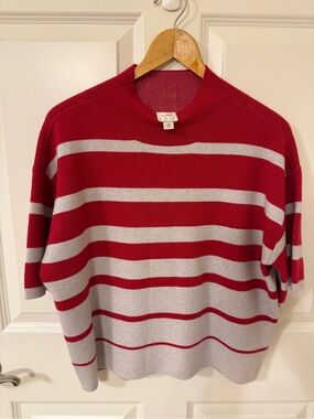 ANTHROPOLOGIE Maeve Red Gray New w/o Tag Mock Neck Sweater Knit Top XS Sold Out